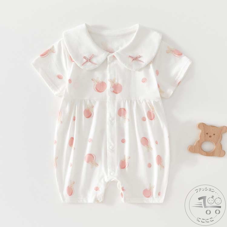 新生活 新生児服 肌着 子供服 かわいい ベビー服 ロンパース 前開き 赤ちゃん服 女の子 襟つき 薄手 綿 半袖 春夏 新生児 ベビー