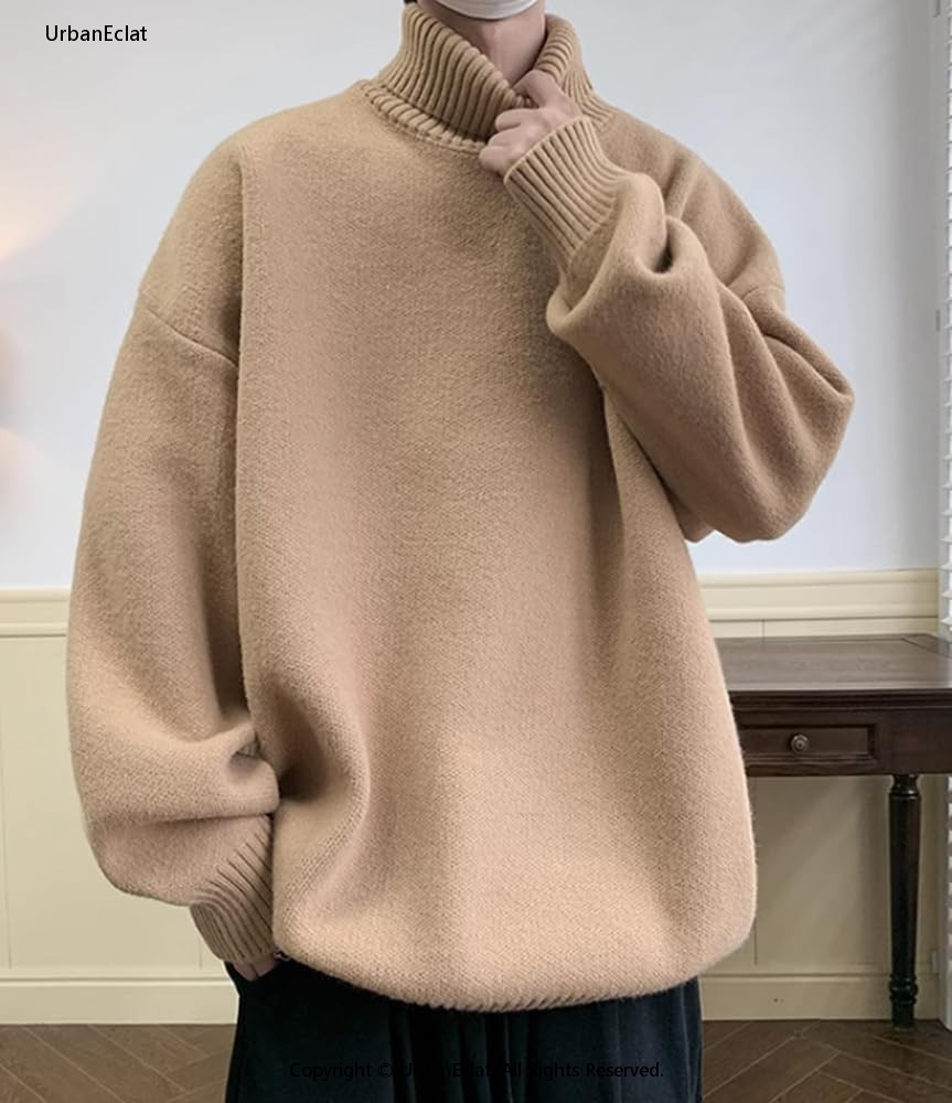 厚手 秋冬服 オシャレ シンプル ニットセーター ゆったり サイズ 大きい タートルネック メンズ セーター