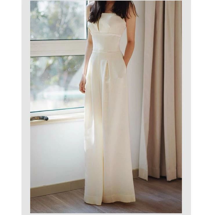 素地 透け感あり Dress ウェディングドレス ファスナータイプ Wedding お花嫁 パンツドレス レース Aライン ホワイト 旅行撮影演出 高品質 ロングドレス 結婚式 レディースウェディングドレス ズボン s~xxl ウェディングドレス|ニコニコマート
