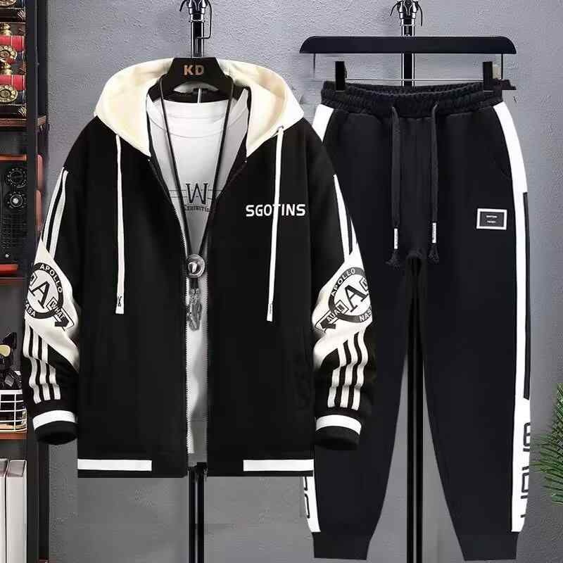 秋 かっこいい 大きいサイズ カジュアル 紳士服 冬 オシャレ ファッション ツーピース コーデ メンズ 大人 ストリート スウェットシャツ シンプル スーツ ゆったり カーディガン 服