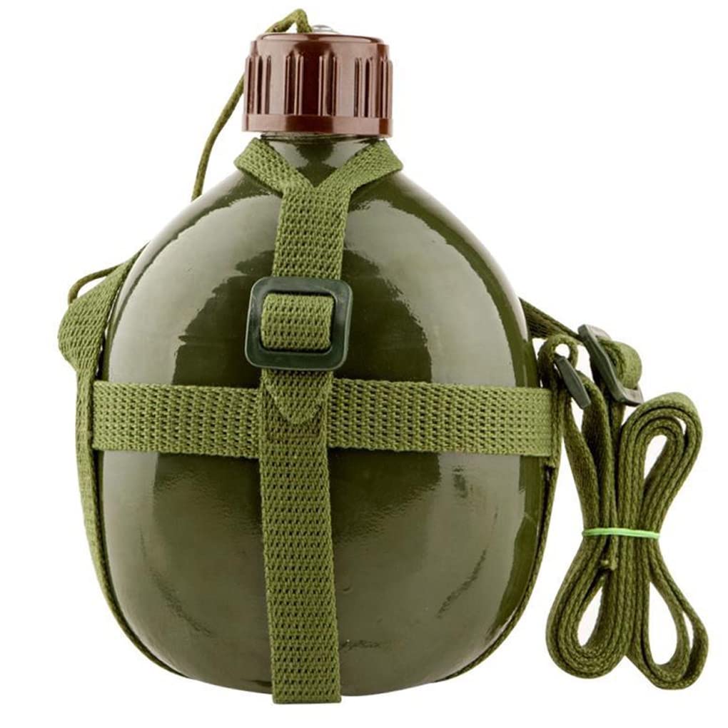 携帯型 旅する吸い筒 軍事読み合わせる 1.2L大電気容量 ミリタリー緑であること) ミリタリー吸い筒 87軽銀製 運動競技 難民キャンプ アウトドア レトロ 湯沸かし [TAOHUA]お水瓶 (1L  周遊瓶 同盟罷工さあ美