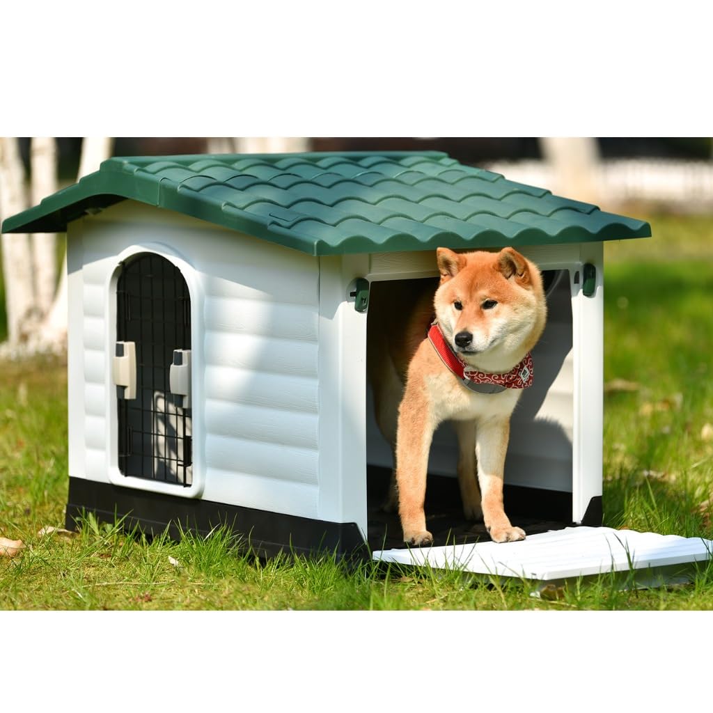 精神的な統合不必要 犬掘っ建て小屋 緑であること 通気性心積もり 愛玩動物住みか 124×66×43.5糎 全天候相応う 室内外兼用 愛犬用駆け込み寺 軽さPP可塑性物質製 多役立つこと部屋の入り口