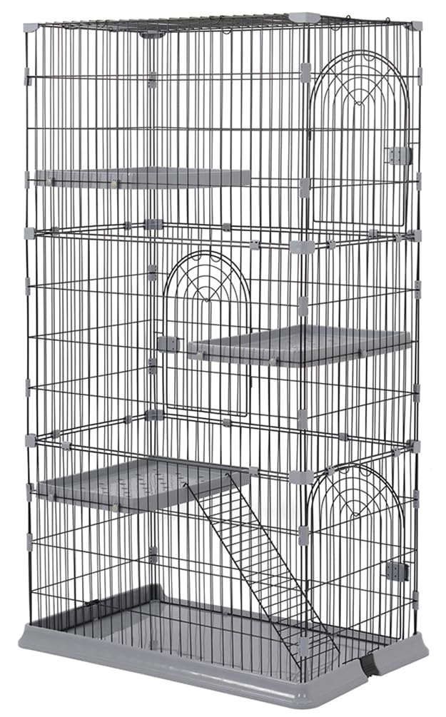 御洒落 伏せ籠 (3段薄墨色) 大型 キャットハウス 愛玩動物 留守番 保護すること 猫ゲージ 多頭飼い キャットケージ 多段 2段 分かりやすい 今めかしい 伏せ籠 猫用 猫部屋の入り口 猫 掛けはしご付き添い人 好いたらしい