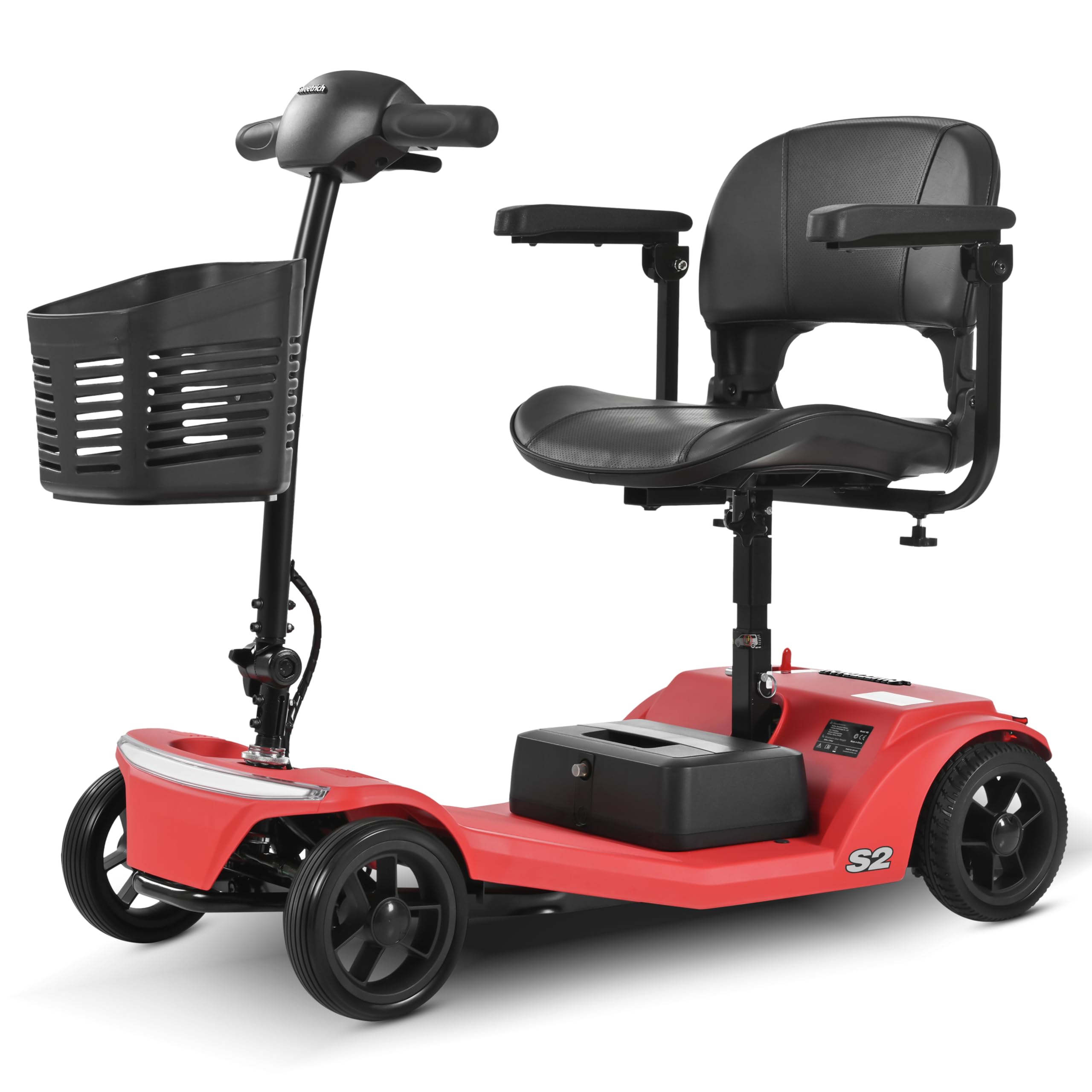 耐荷重136kg PSEある 6粁/h 軽さ 老いらく者用 電動車いす パウダーコンパクト 未経験者用 御手伝い用 公道走行不可 (赤いこと  差しつかえ者用 折り畳み 釣りあい S2) 15粁 電動車椅子 御拾い助けること 4輪 自走式