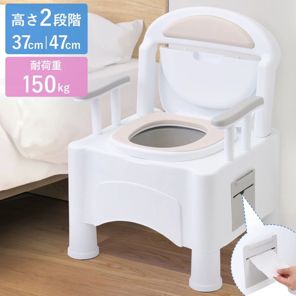 蓋 小物 トイレットペーパー 簡易 ポータブルトイレ 収納箱 ひじ掛け ティッシュ 持ち運び 介護用品 福祉用具 排泄 背もたれ コンパクト リハビリ 介護用 トイレ 標準便座 おしり拭き 子供 手すり 介護 高齢者お年寄り妊婦 高さ調節 簡易トイレ ポータブル