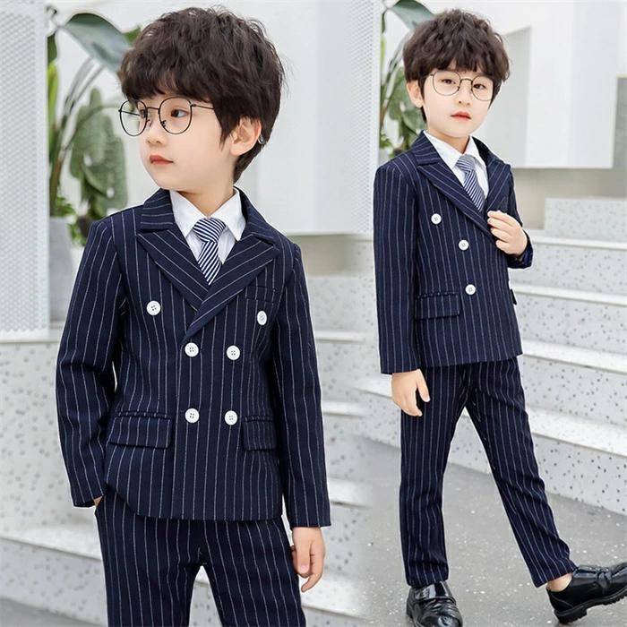 ジャケット+ズボン＋ベスト＋ネクタイ 子供 フォーマルスーツ 男の子 フォーマルスーツ 4点セット ダブルボタン キッズ