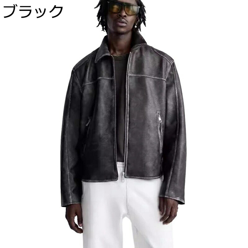 フェイクレザージャケット メンズ コート 保温 防風防寒 ヴィンテージ ライダースジャケット アウターウエア ブルゾン ビジネス ストリート 通勤通学 ファッション 秋春 バイクジャケット