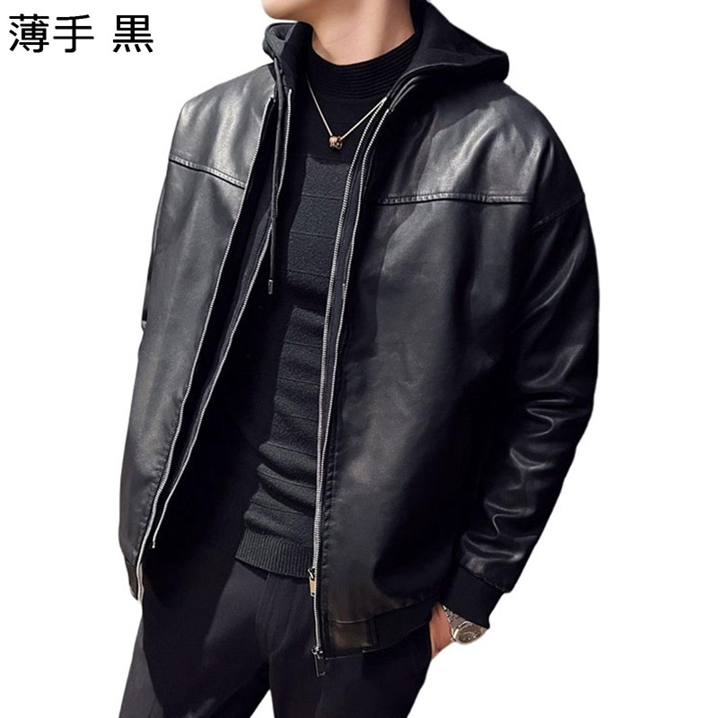 メンズ レザージャケット バイク ブルゾン アウターウェア フード付き 春秋冬 ライダースジャケット 保温 防風防寒 あったか 革ジャンパー PU革コート ゆったり ストリート 通勤通学