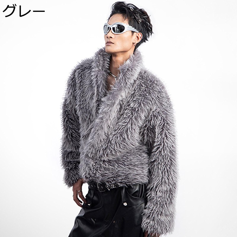 ファージャケット メンズ ジッパー ファーコート フェイクファー エコファー 秋冬服 ショートコート 毛皮 ジャケット 防寒 保温性 防寒着 ゆる ボアジャケット 毛皮一体 アウター 韓国風|ニコニコ生活