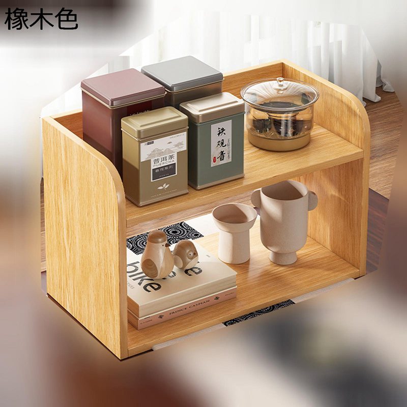 ホルダー茶器収納棚 玄関収納 2段式 小物収納トレイ 卓上収納ラック アンティーク棚 木材 調味料ラック 珍品棚茶器 珍品棚茶器 茶盆 茶台 オフィス リビングルーム ティー用品収納棚 エレガント プレミアム
