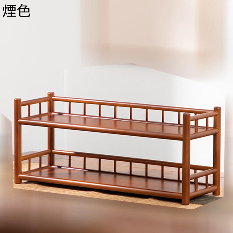 木製棚 ティーポット収納棚 ティーカップホルダー 2層 3層 40cm 50cm 60cm 茶器収納棚 茶棚 卓上収納ラック 多機能収納 ティートレー 香炉台 中国家具 お茶の保管 オフィス リビングルーム キッチン