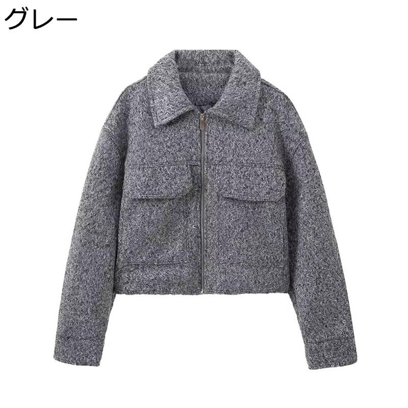 ジャケット レディース コート トップス アウター 長袖 ファスナー付き ショート丈 ジャンパー 防風 防寒 エレガント きれいめ 無地 カジュアル おしゃれ ブルゾン 春秋 お出かけ トラベル 旅行