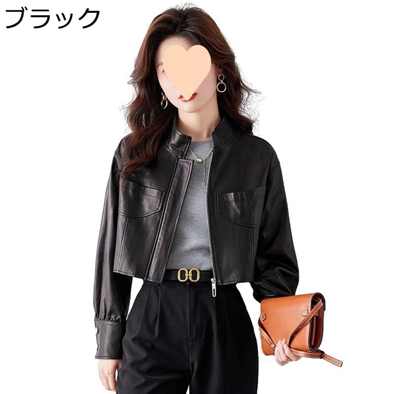 レディース ライダースジャケット 成人女性用 上衣 長袖 PU革ジャン 遊撃手丈 細身 窈窕たる 心地好い ジップアップ 衣嚢 秋冬 春 向こう見ず 防寒防風 表どおり 通い 差し上げ物