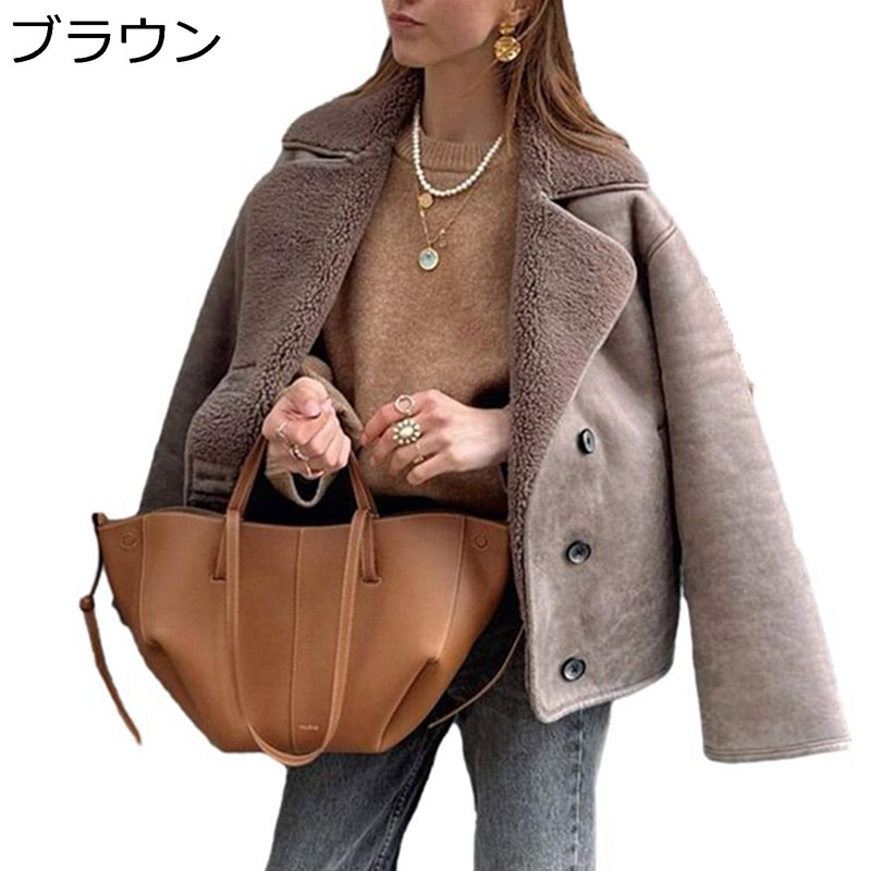 ラムジャケット レディース コート 長袖 ボタン付き ポケット付き カジュアル アウター ゆったり おしゃれ ファッション 個性 ストリート 韓国風 防寒 保温 保温性 春秋冬 お出かけ 日常