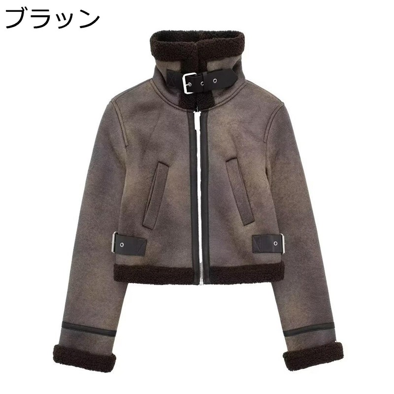 ジャケット レディース ボアコート ファージャケット 長袖 春秋 冬服 厚手 防風 防寒 保温性 ショート丈 パッチワーク コーディネート ポケット付き ジッパー カジュアル コート 街着 日常 お出掛け バイク用