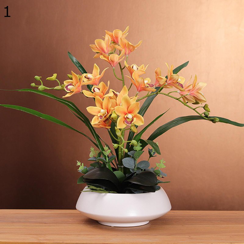造花セット オーキッド 枯れない花 造花インテリア 観葉植物 フェイクグリーン 装飾花 花束リアル 本物そっくり オーナメント 花瓶 人工造花 人工植物装飾 害虫駆除不要 北欧風 庭園 飾り 玄関 プレゼント 母の日