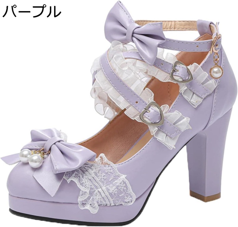 ロリ姫靴 ロリータ スピード競技 つがい結び シュロの葉 クロスストラップ パンプス 惜しみ無い大いさ ごく小さい大いさ ハイヒール レディース ラウンドトゥ 大ざっぱかかと 雅びやか 森御嬢さん 美脚 春夏秋冬 靴-パンプス-レディース靴