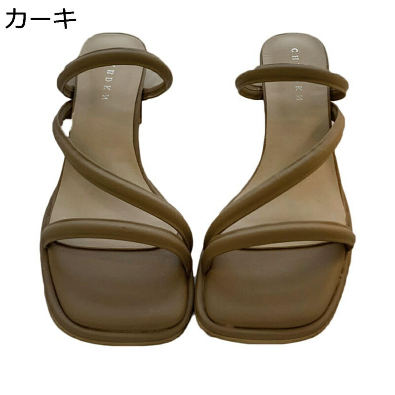 ミュール サンダル レディース スクエアトゥ オープントゥ チャンキーヒール 細いストラップ かかと無し ハイヒール 春夏秋 ビーチサンダル 耐摩耗性 通気 防滑 脱ぎ履き簡単 屈曲性 普段