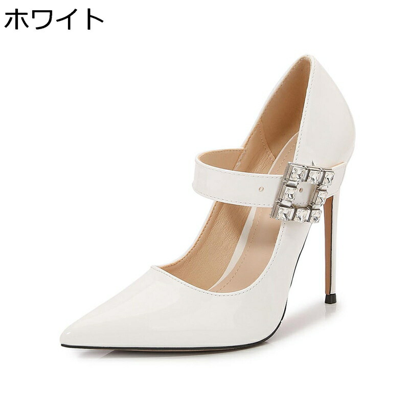 パンプス 甲ストラップ レディース ハイヒール12cmピンヒール ポインテッドトゥ ラインストーン ビジネス オフィス メンズ 女装 OL シンプル 無地 パーティー 結婚式 通勤 夜店 派手