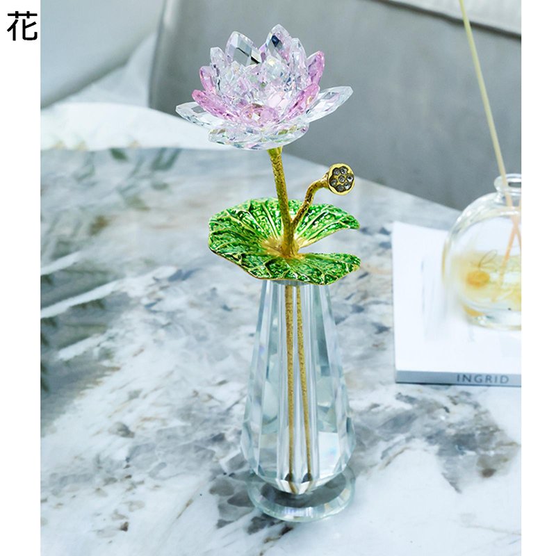 k9水晶 石英飾りつけ 蓮の花 硝子御花 枯れない花 果てしが無いの花 花立て付き添い人 ロールス 水晶硝子 室内装飾 縁起物 風水グッズ 暮らし向きは上が 恋いしたう運 思わしい運 意中の女 母 一緒になる不死化日差し上げ物