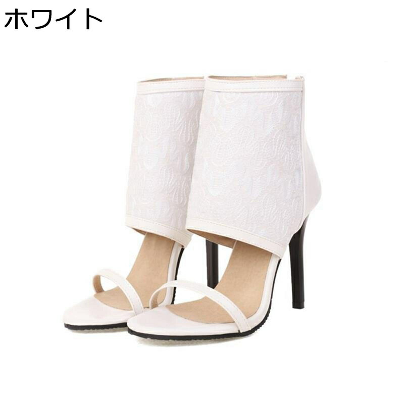 大きいサイズ サンダルブーツ レディース ピンヒール ハイヒール バックジップ ポインテッドトゥ オープントゥ 小さいサイズ ハイカット カモフラージュ 通年適用 10cmヒール サマーブーツ
