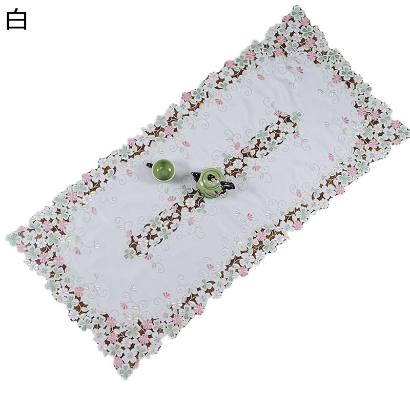 刺繍 フラワー刺繍 テーブルクロス 透かし彫り デスクマット テレビキャビネットマット センターテーブル 食卓ランナー 食卓飾り 装飾付き リビング ホーム 防ダニ 汚れ防止 北欧 優雅