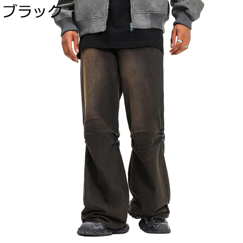 ストレッチデニムパンツ メンズ ジーンズ 長ズボン レギュラーフィット ストレート 着心地よい ポケット付き 春夏秋 ワイド カジュアル 男性用 ジーパン ホットパンツ 通勤通学 ストリート