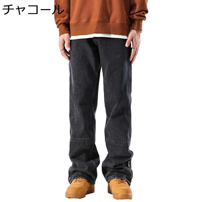 デニム パンツ ジーンズ メンズ ジッパー付き お洒落 Gパン ウォッシュ加工 ヴィンテージ ストレートパンツ ジーパン 普段着 ウオーキング 散? 日常 旅行 カジュアル オシャレ バイカージーンズ