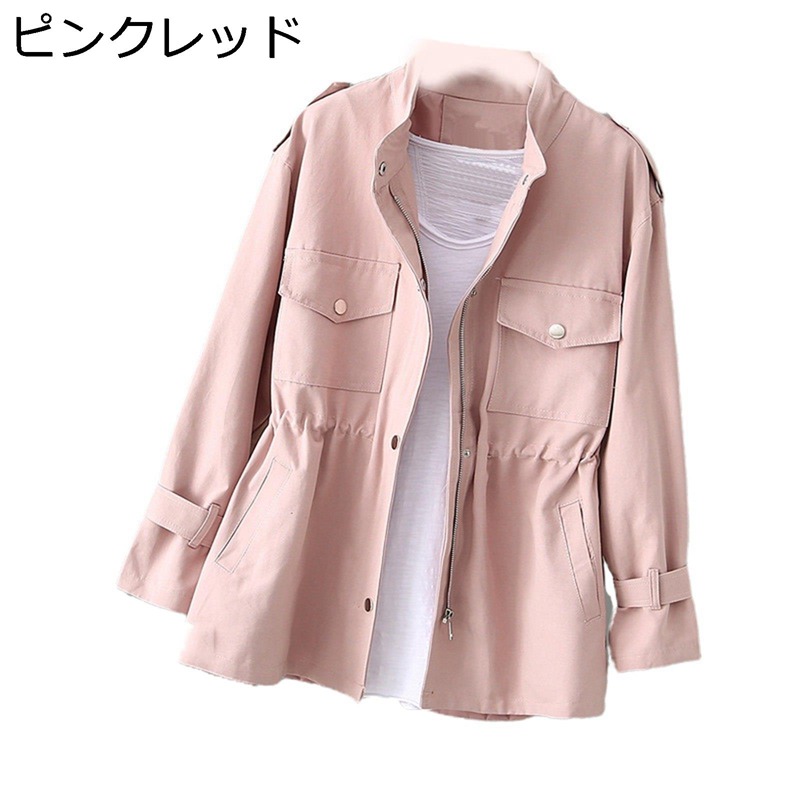 トレンチコート スプリングコート 春服 レディース ミドル丈 ウェストシャーリング ミセス ジャンパー 無地 クラシック ジャケット 着痩せ 薄手 軽量 防風 通学 旅行 カジュアル ロングコート 春秋