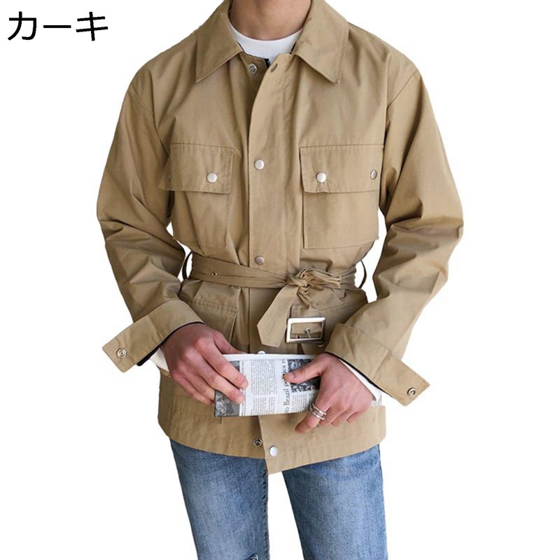 トレンチコート 春服 メンズ 真っただ中丈 ウェストベルト 無地 上衣 スプリングコート シングルプレスト か細い 今めかしい 古典派音楽 薄っぺら 軽さ 防風 商行為 通い 心地好い トレンチ 烏兎服
