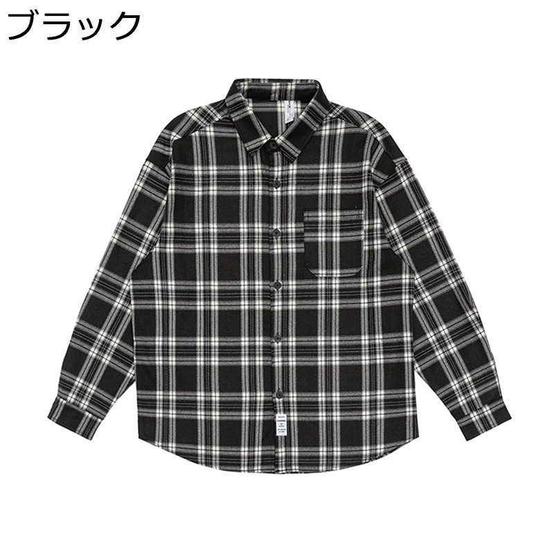チェックシャツ メンズ ロングスリーブ 柄シャツ ネルシャツ ダブルカラー 通気性 耐摩耗 ゆったり ポケット付き バイカラー ベーシック シンプル お洒落 柔らかい 大きいサイズ 春夏秋