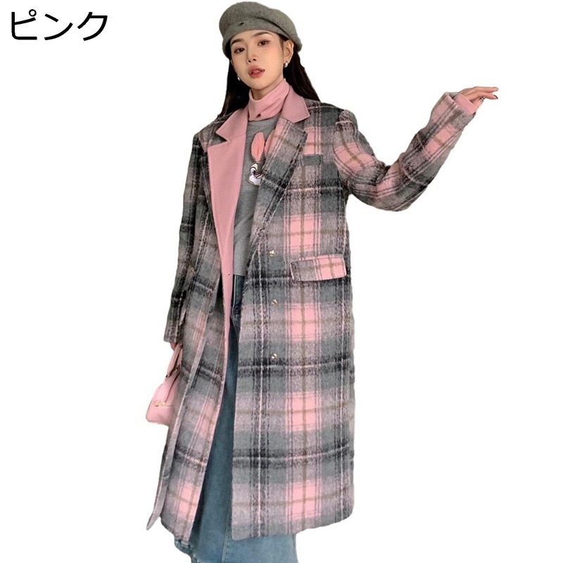 チェックコート レディース 秋冬 ロングコート オーバーコート トレンチコート ラシャコート アウター キレイめ カジュアル ヴィンテージ マキシ丈 スプリング 秋冬服 普段着 デイリー
