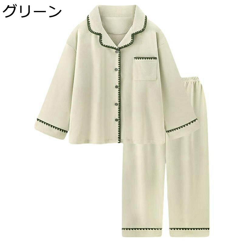 モコモコルームウェア パジャマ 秋冬用 レディース 2着書き割り ラペル 寝巻き セットアップ お座敷着 サンゴフランネル 起毛 寝巻き あったかい 防寒 心地よい 分かりやすい 差し上げ物 ホスピタル 出で立つ着