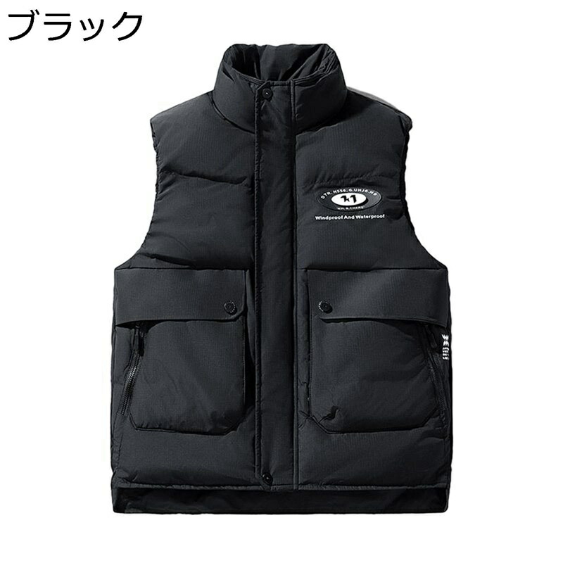 ダウンベスト メンズ あったかベスト アウター 袖なし チョッキ 重ね着 アウトドア 厚手 防風 保温性 防寒着 カジュアル 立ち襟 ショート 軽量 大きいサイズ 作業 キャンプ バイク 普段使い