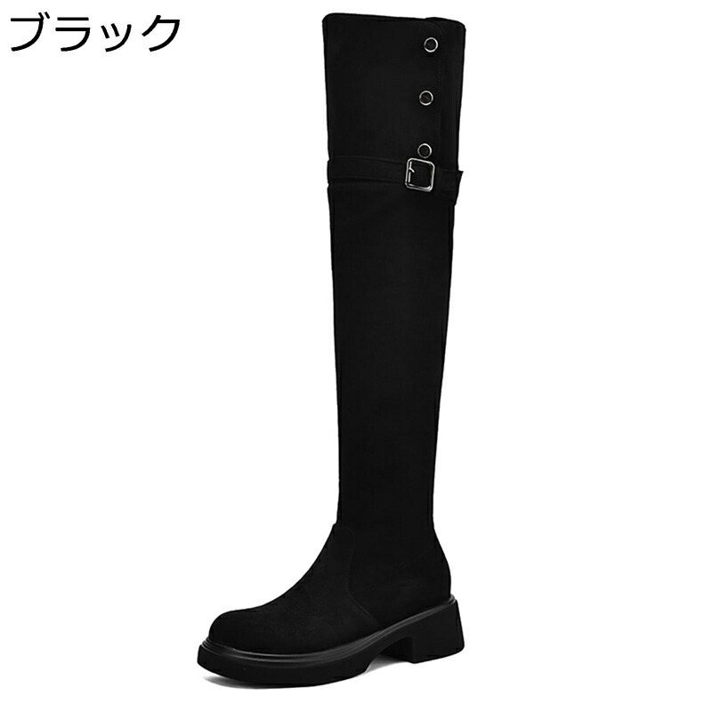 ロングブーツ ニーハイブーツ 長靴 ひざ丈 ストレッチ レディース 5cmヒール 折り返し オーバーニー シンプル 脚長 PU 秋冬 着回し フィット 韓国 防滑 ソフト 大きい 小さいサイズ コスプレ 原宿｜ニコニコ生活