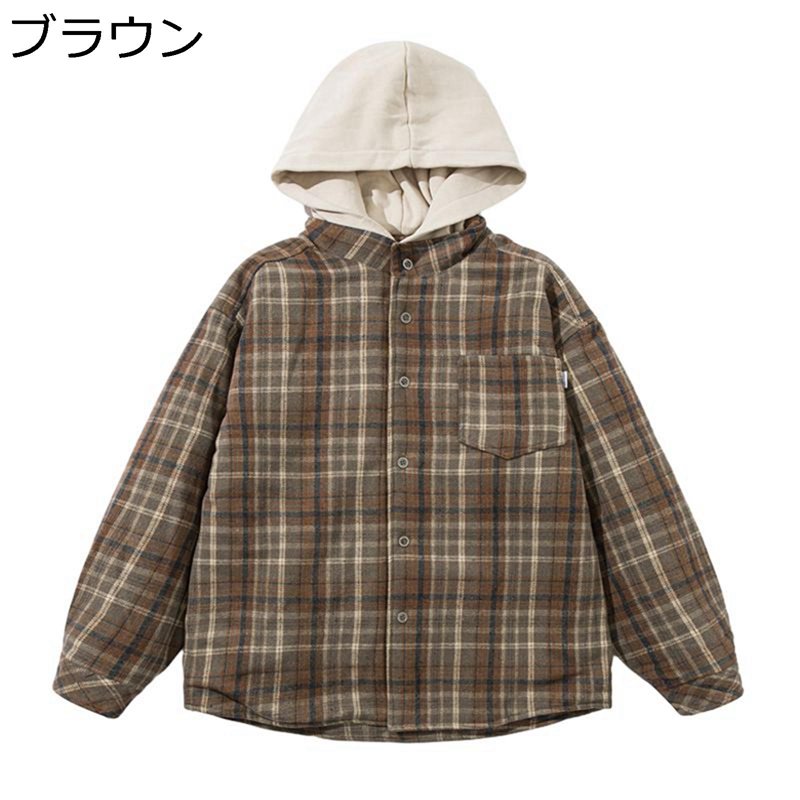 中綿ジャケット チェック柄 レトロ ラシャコート ショート丈 メンズ ユニセックス 冬 綿入り アウター 厚手 フード付き 秋冬 防寒対策 暖か 厚手 日常 アウトドア おしゃれ