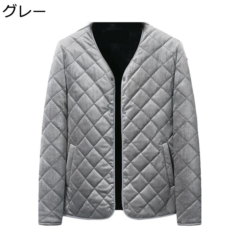 メンズ 中綿ジャケット 裏起毛コート ブルゾン 綿服 あったか キルティング 冬着 アウター インナー ミドル丈 ライトアウター カジュアル 両サイドポケット 普段着 コーディネート レトロ｜ニコニコ生活