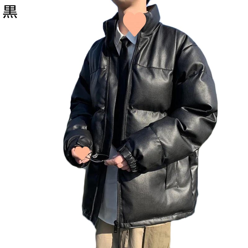 中綿入れコート メンズ PUレザー 中綿ジャケット 保暖保温 暖かい ウィンタージャケット 綿服 真冬 腰丈コート 防水効果 ビッグシルエット 通勤通学 キャンプ スポーツ 合わせやすい カジュアル｜ニコニコ生活
