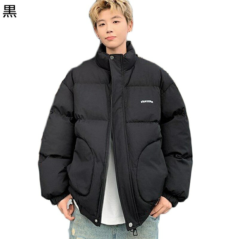 中綿入れコート メンズ 中綿ジャケット 防寒保温 英字柄 ウィンタージャケット 厚手 綿服 あったか 秋冬物 ショート丈 ビッグシルエット バイキング 戸外 大きいサイズ コーデやすい カジュアル