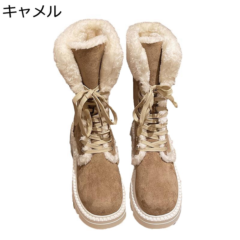 ムートンブーツ 中ボア 厚底 編み上げ スエード 雪遊び スノーブーツ レディース ハイカット 防寒 歩きやすい おしゃれ ミドルブーツ 耐磨耗 撥水防滑 ソフト 旅行 大きいサイズ お出かけ フォーマル 雪靴