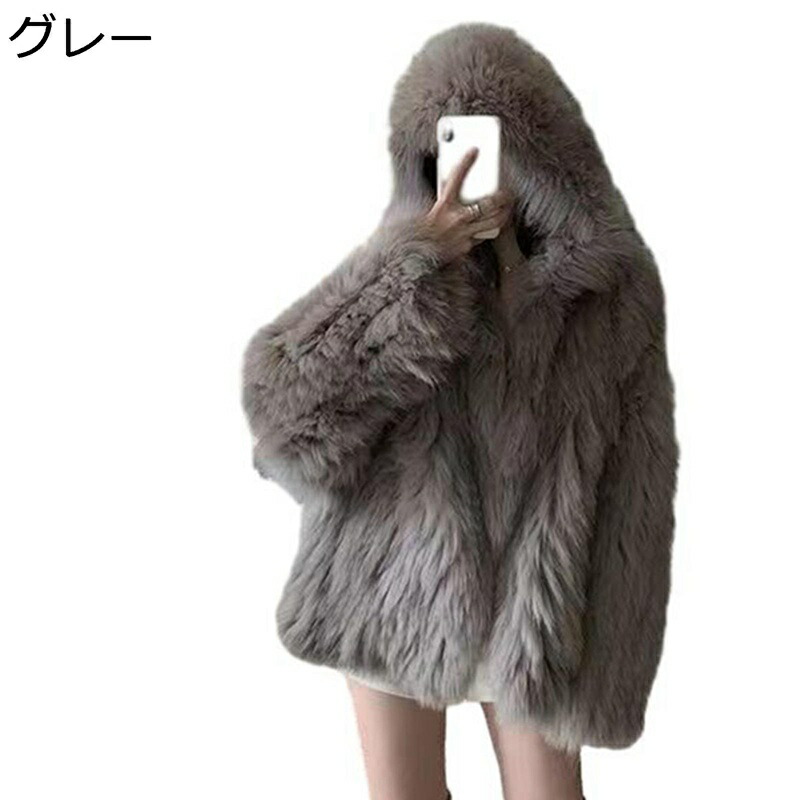ファーコート フード付き レディース ファー アウター ショートコート ボアコート 冬服 毛足長い 保温 ブルゾン 毛足長い ファッション エレガンス かわいい 厚さ 前開き もこもこ 防寒着 女性