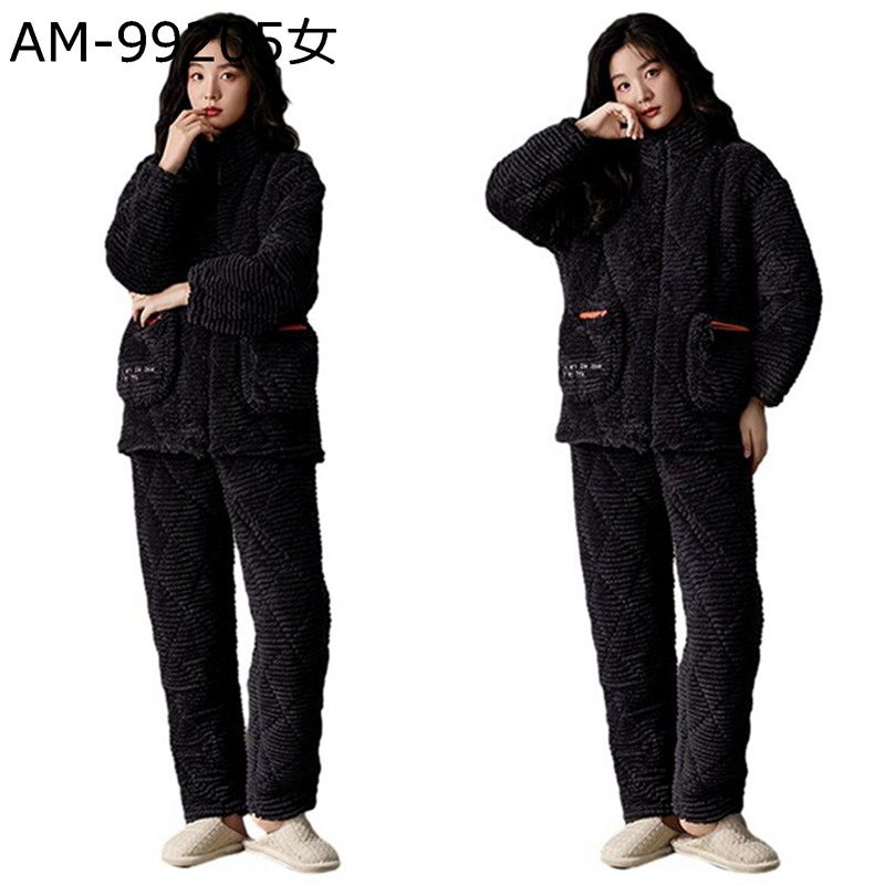 三層保温 カップルパジャマ 冬用 レディース メンズ もこふわ部屋着 ナイトウェア アウトドア 前開き 上下セット ゆったり 寝巻き 昼寝着 厚手 柔らかい 肌触りがいい お誕生日 クリスマス プレゼント