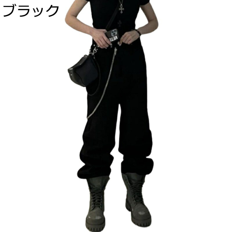 デニムパンツ メンズ レディース サイドジッパー Vibe ロングパンツ ルーズ ワイド ゆったり ジーンズ ブラック 黒パンツ 男女兼用 ヒップホップ ハイストリート モード系 カジュアル シューカット