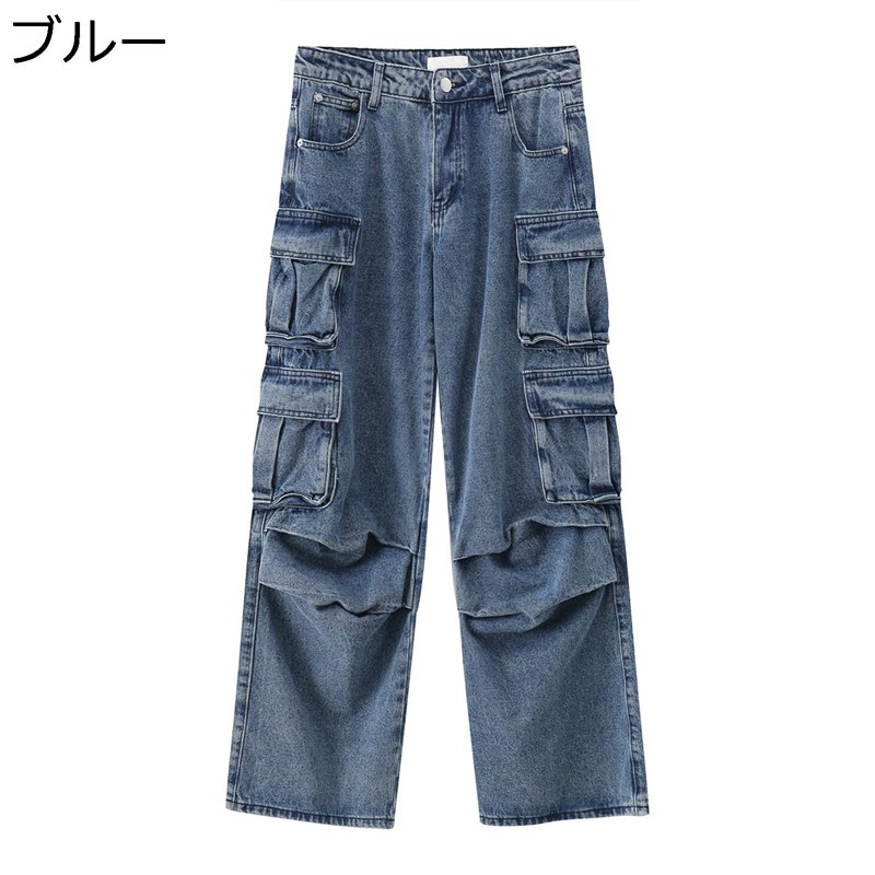 カーゴパンツ メンズ デニムパンツ マルチポケット ワイドパンツ Ｇパン ヴィンテージ 大きいサイズ ルーズ バギー ロングパンツ ウォッシュ加工 ストレート 春 夏 秋 シューカット ハイストリート