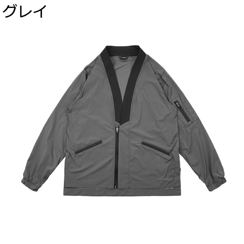 カーディガン 羽織 メンズ 漢服 ロングスリーブ ジャンパー コート シャツ ノーアイロン 機能 日焼け対策 薄手 立ち襟 和風 通気性 ゆったり おしゃれ カジュアル 青年 ファスナー付き 春秋 無地