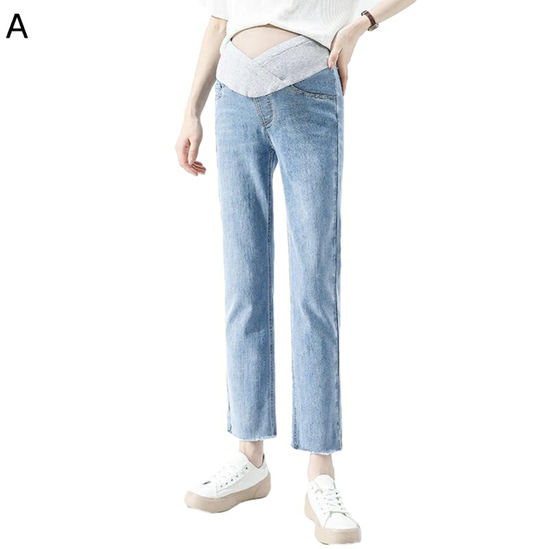 マタニティパンツ 受胎服 受胎ズボン 9分丈 ジーンズ 綿織物 綿 デニム g食麺麭 ロング丈 体型押しかぶせる か細い 細押し出し 普段着から執務室まで 足長成り行き 着痩せ成り行き 伸ばすこと 今めかしい 心地よい 春夏秋冬