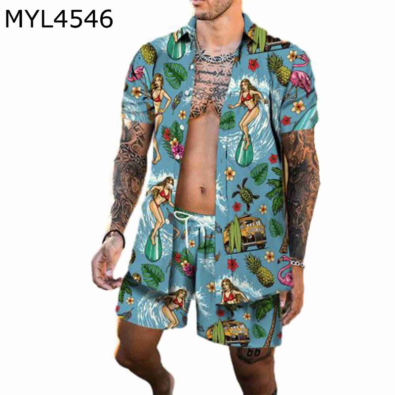 アロハシャツ メンズ 5XL大きいサイズ 夏服 花柄 ハワイアンシャツ 2点セット フラミンゴ セットアップ 短パン 半袖 開襟シャツ ハーフパンツ アロハ風 ファッション 通気 速乾 耐摩耗 薄手 ゆったり 普段着
