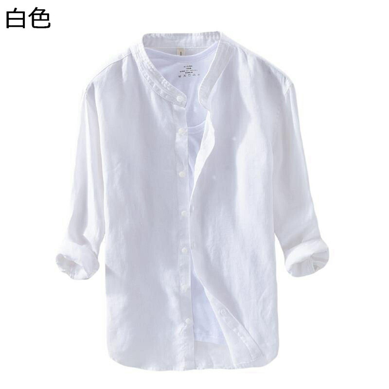 シャツ 半袖シャツ メンズ リネン 夏用シャツ 立ち襟 夏服 薄手 カジュアルシャツ 無地 ゆったり シンプル 速乾 汗染み防止 軽量 通気 日常 旅行 釣り トップス