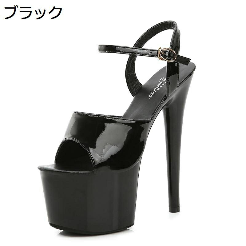 17CM エナメル キャバサンダル レディース ピンヒール 23.0-26.5cm セクシー ハイヒール オープントゥ 歩きやすい 美脚 滑り止め 二次会 結婚式 披露宴 パーティー モード系 男女兼用 ダンス｜ニコニコ生活
