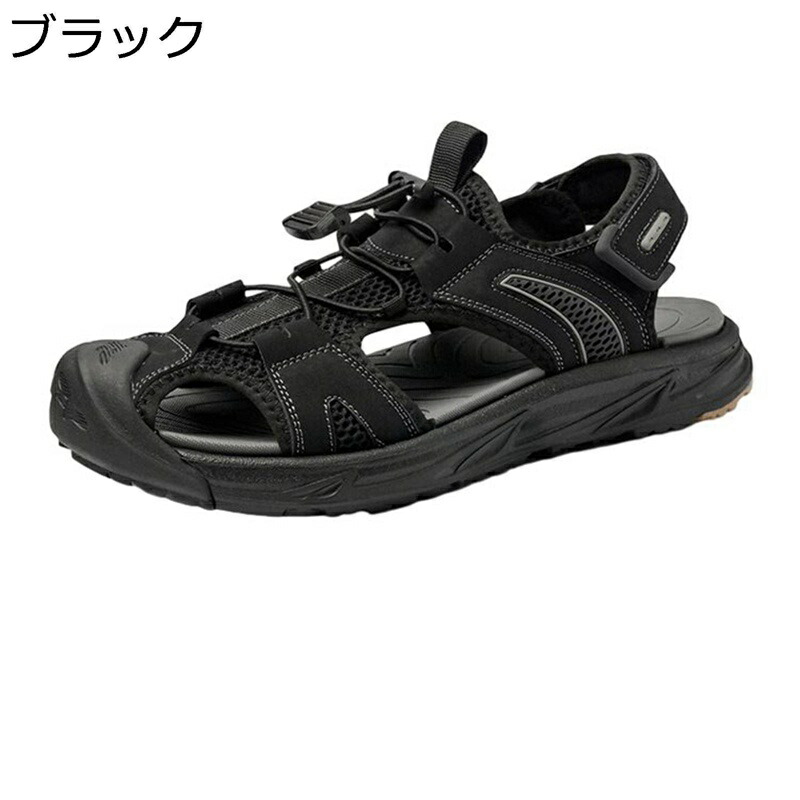 メンズ ビーチサンダル ベルクロ アウトドア つま先保護 滑り止め スポーツサンダル 外履き 夏 履きやすい 疲れない 通気性 ドライバーサンダル クッション 水陸両用 男性用 大きいサイズ